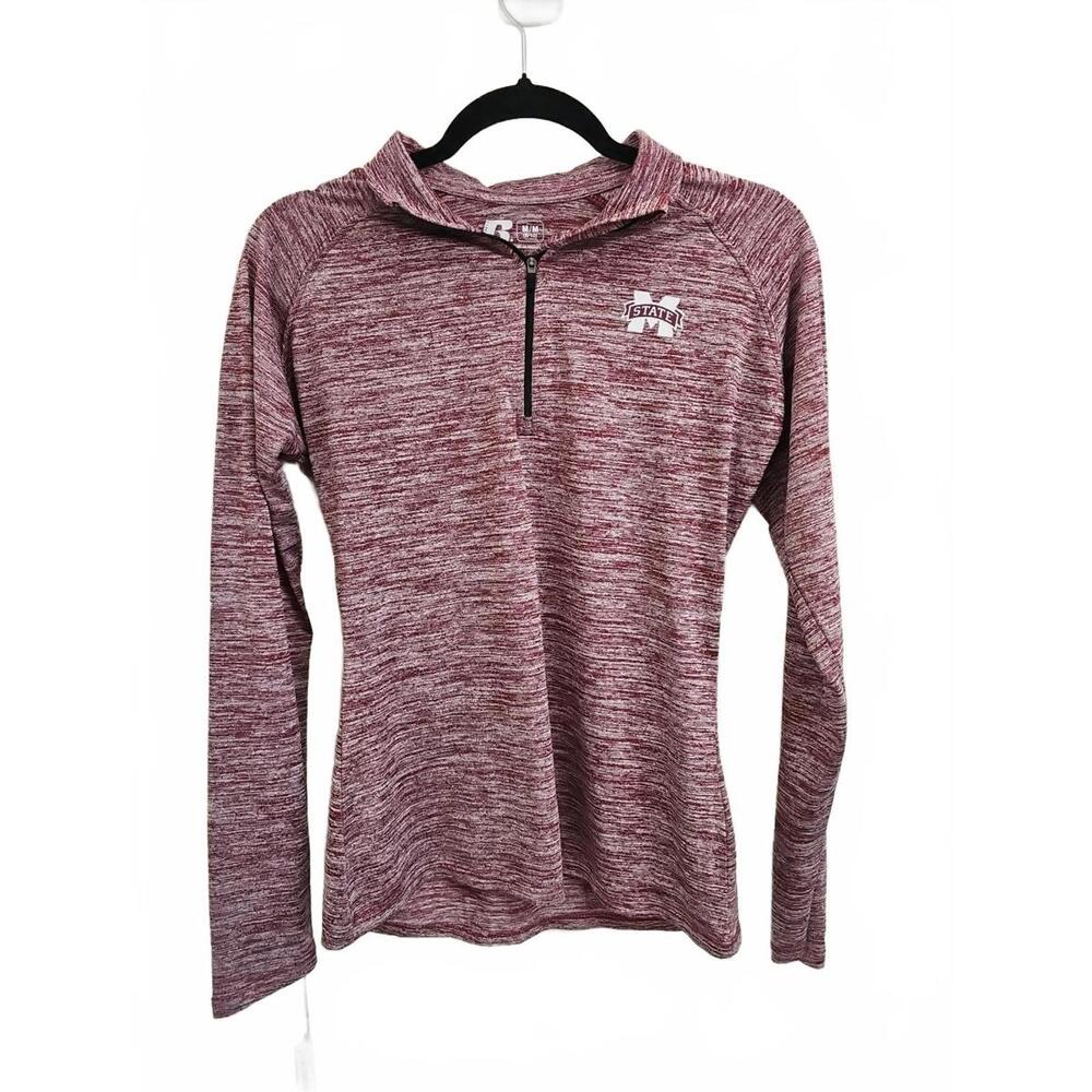 Russell Mississippi State Bulldogs Light Pullover Gray Quarter Zip Women's M